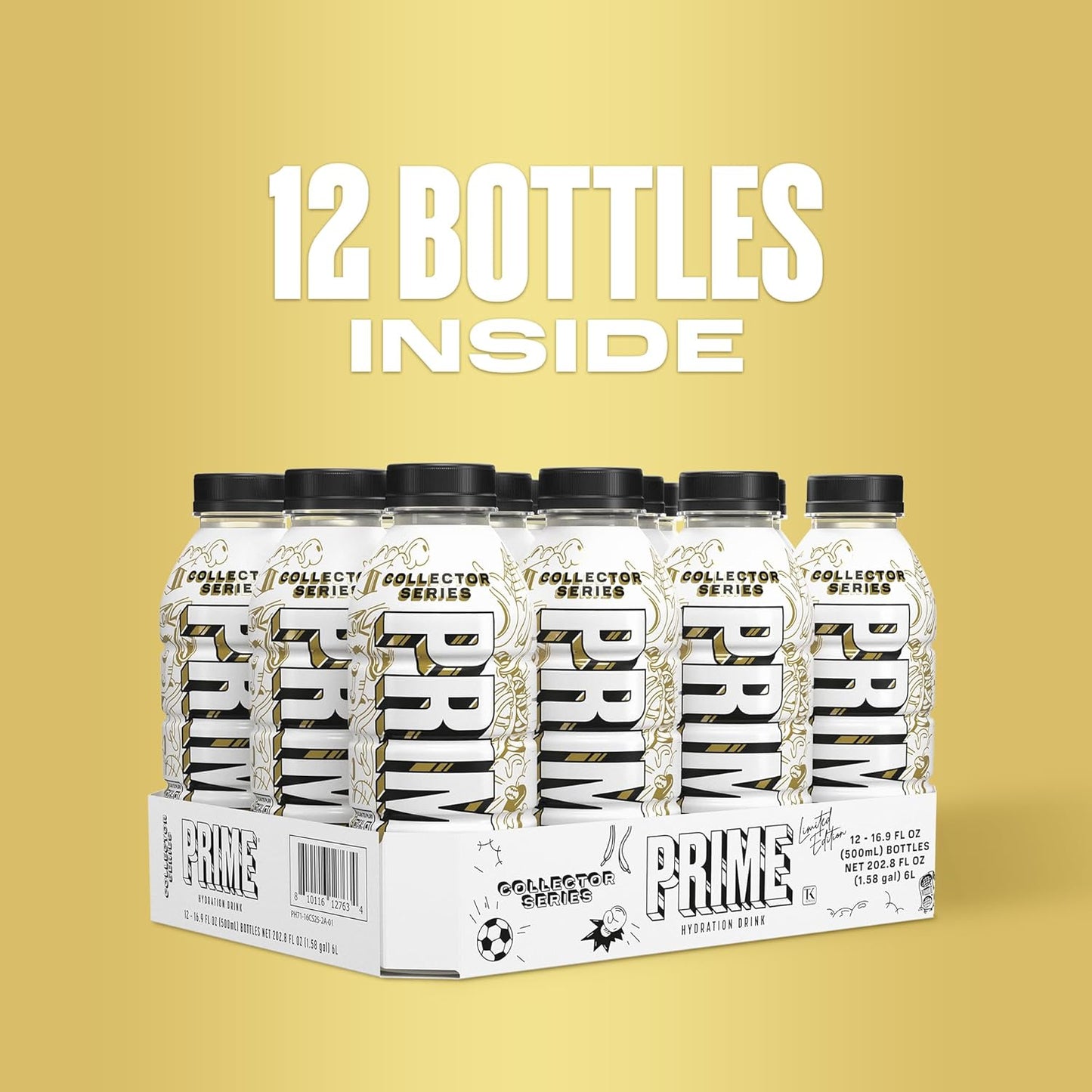 PRIME Hydration - Sports Drinks, Electrolyte Enhanced for Replenishing Fluids, 250mg BCAAs, B Vitamins, Antioxidants, Low Sugar - COLLECTOR SERIES, 16.9 Fl Oz (12 Pack)
