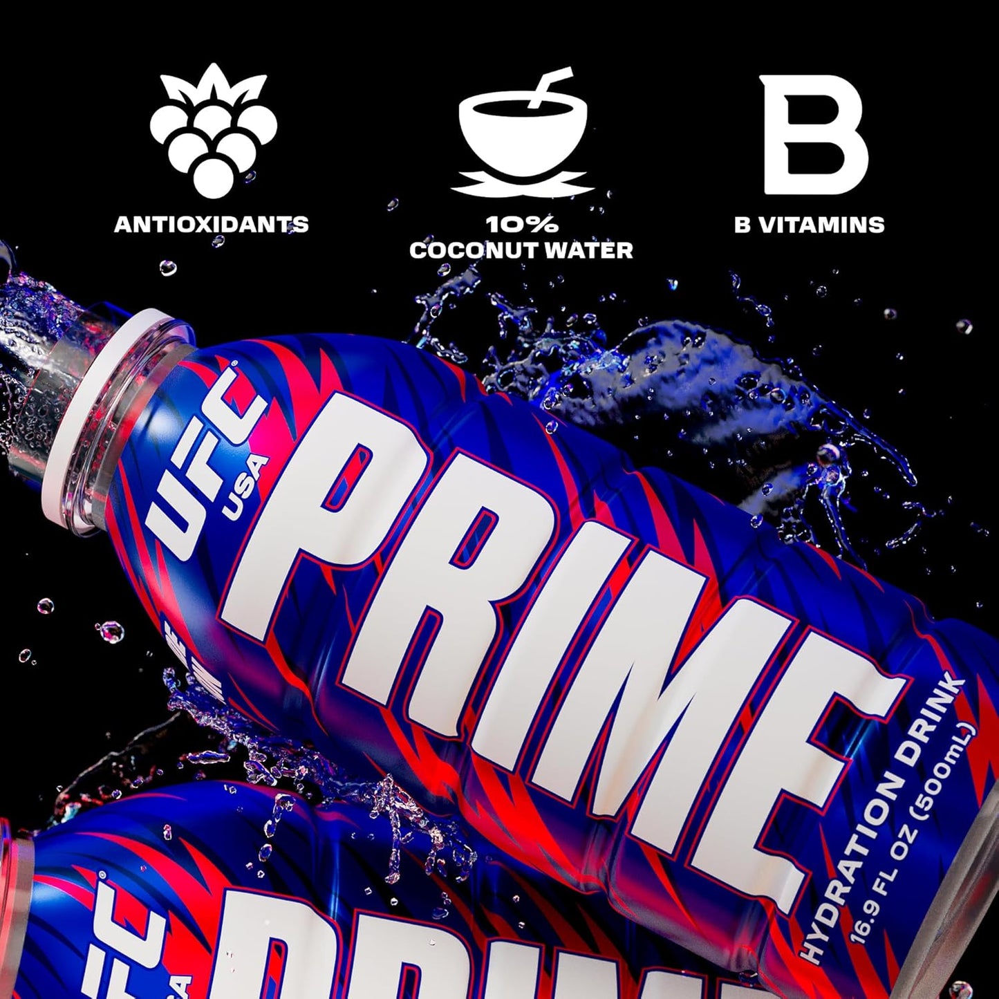 PRIME Hydration - Electrolytes Enhanced Sports Drink With BCAA, Antioxidants - Variety Pack, 16.9oz (12 Bottles)