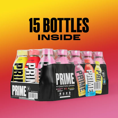 PRIME Hydration - Electrolytes Enhanced Sports Drink With BCAA, Antioxidants - Variety Pack, 16.9oz (12 Bottles)