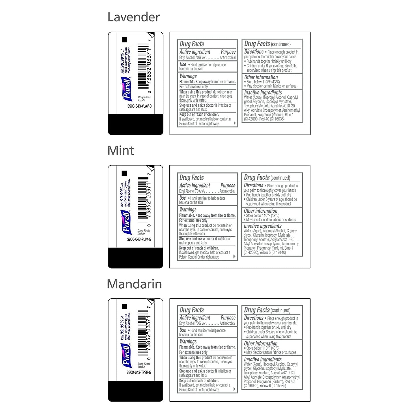 Purell Advanced Hand Sanitizer Gel Infused with Essential Oils, Scented Variety Pack, 1 fl oz Travel Size Flip Cap Bottles (Box of 12 Bottles)- 3901-24-CMRMETRY