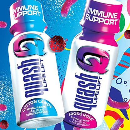 VPX BANG - QUASH Immune Boost & Support, With Vitamins, Elderberry, Zinc, Electrolytes - 3oz Shot - 12-Pack (Cotton Candy)