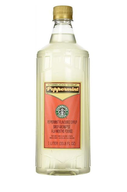 Starbucks Peppermint Syrup - Authentic Peppermint Syrup Premium Taste - Same as Used In Stores - Perfect for Coffee, Lattes, Mochas, and Desserts - 1 Liter (33.8 fl oz) Bottle - Combo With Pump