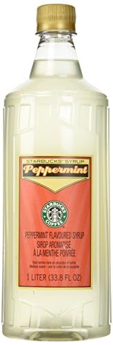 Starbucks Peppermint Syrup - Authentic Peppermint Syrup Premium Taste - Same as Used In Stores - Perfect for Coffee, Lattes, Mochas, and Desserts - 1 Liter (33.8 fl oz) Bottle - Combo With Pump