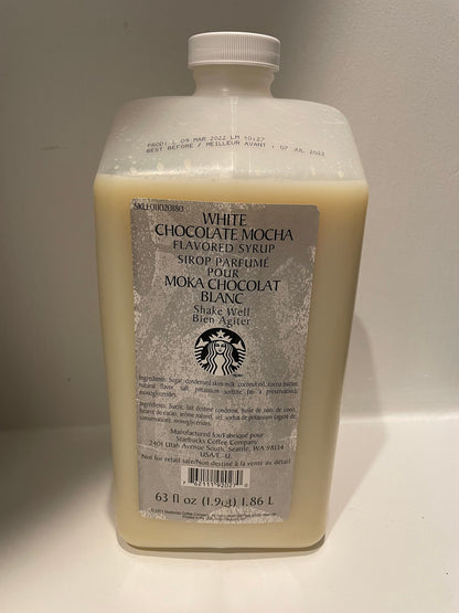 Starbucks - Flavoring & Base for Frappuccinos, Drinks, Baking, Deserts, Lattes, Coffee - Same Used by Baristas at Stabucks Cafes - White Chocolate Mocha Sauce, 63oz Bottle (With Pump)