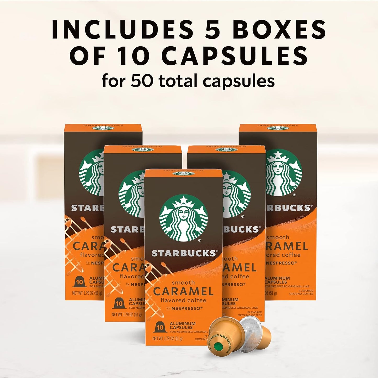 Starbucks by Nespresso Original Line Caramel Flavored Coffee, 50-count Espresso Pods