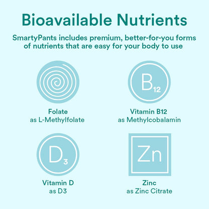SmartyPants Organic Prenatal Vitamins for Women, Multivitamin Gummies: Probiotics, Biotin, Methylfolate, Omega 3 (ALA), Vitamin D3, C, Vitamin B12, B6, A, K2 & Zinc, Choline, 120 Count (30 Day Supply)