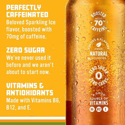 Sparkling Ice Caffeine Tea + Lemonade Sparkling Water with Caffeine, Zero Sugar, with Antioxidants and Vitamins,16 fl oz Cans (Pack Of 12)