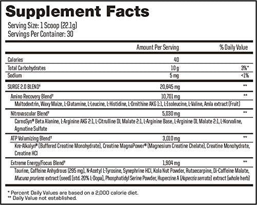 Advanced Nutrition Systems - SURGE 2.0 - Premium Pre-Workout Energy Powder - Pineapple, 663g