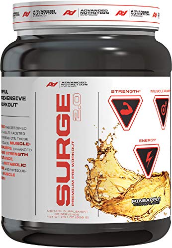 Advanced Nutrition Systems - SURGE 2.0 - Premium Pre-Workout Energy Powder - Pineapple, 663g