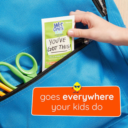 Wet Ones Kids Writable Wrapper Antibacterial Hand Wipe Singles, 24 Ct, Fruity Fresh Scent, 6 PACK