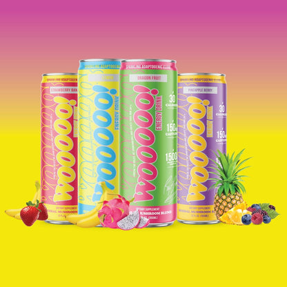 Wooooo! Energy Ric Flair Sparkling Adaptogenic Mushroom Energy Drink | Natural Antioxidants & Nootropics | Lion’s Mane & Cordyceps | 150mg Caffeine | 12 Pack (Variety Pack)